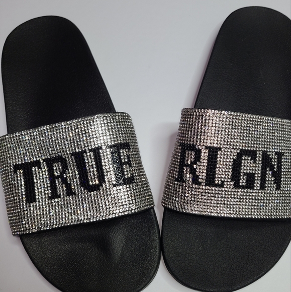 True religion rhinestone slides- NEW - Picture 6 of 7